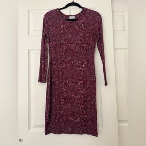 Jigsaw Maroon and White Patterned Dress